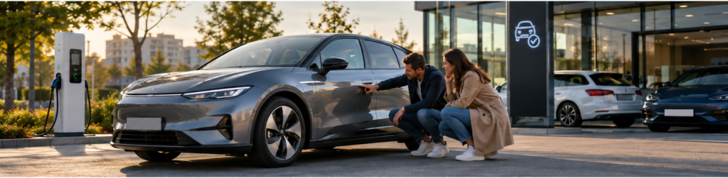Kontrola karosérie jazdeného elektromobilu pred kúpou