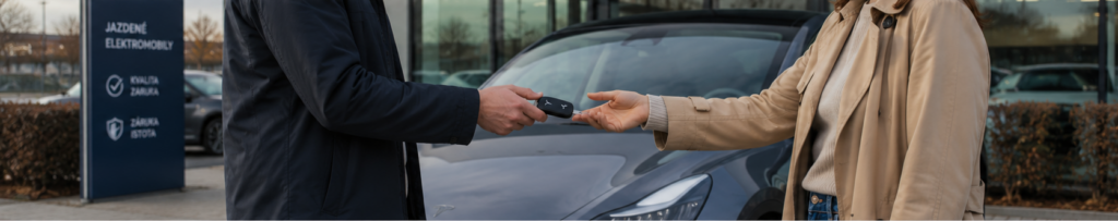 Odovzdanie kľúčov pri kúpe jazdeného elektromobilu